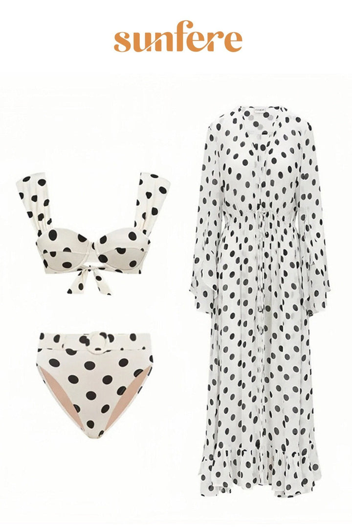 Robin Baskılı Yüksek Bel Üçlü Yüzme Takımı