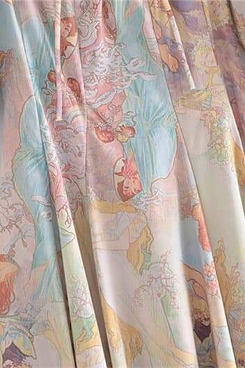 Joyce Baskılı Fener Kollu Midi Elbise