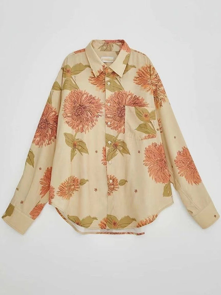 Rhoda Boyalı Çiçekli Bol Kesim Bluz