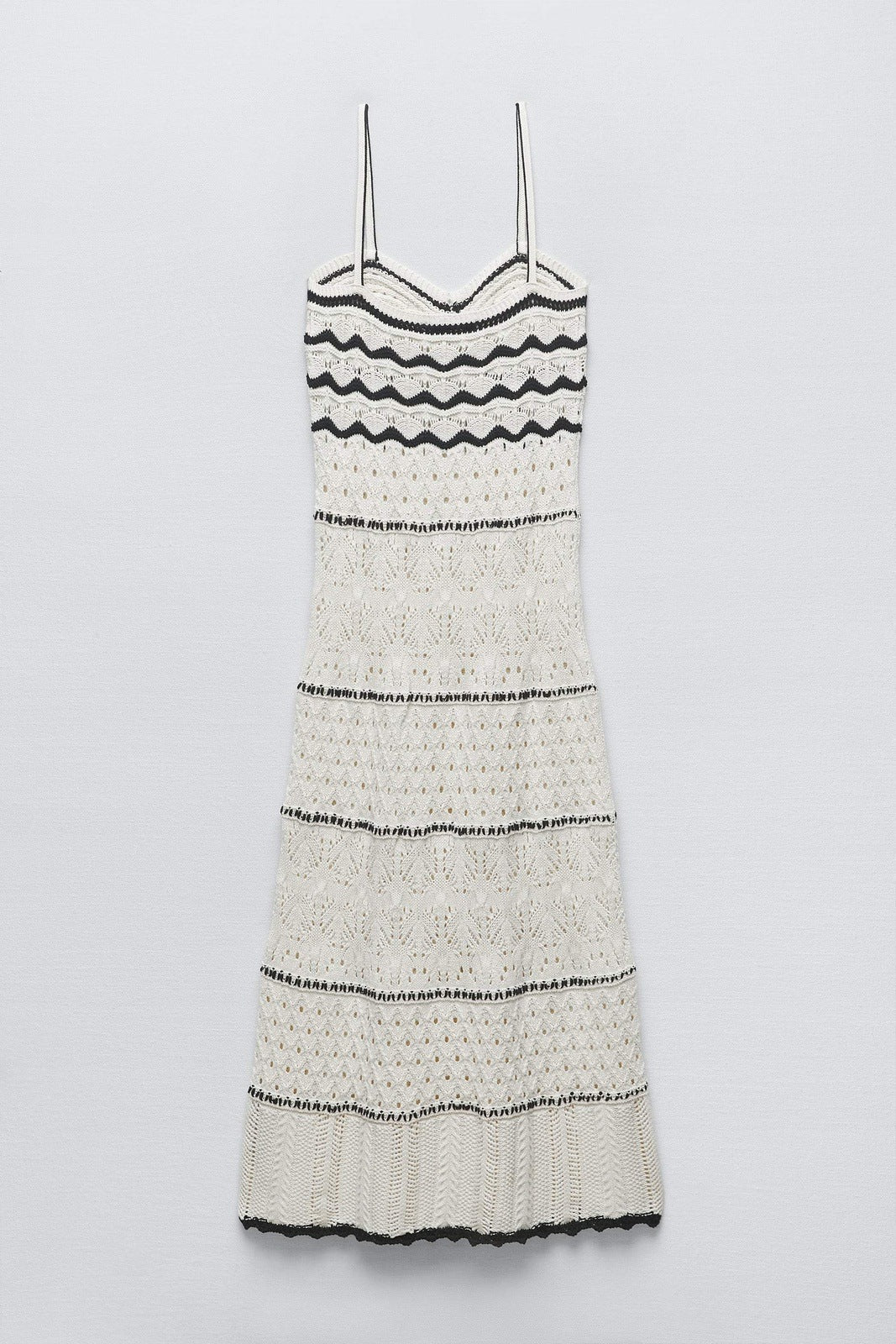 Nan Kontrast Tığ İşi Maxi Slip Elbise