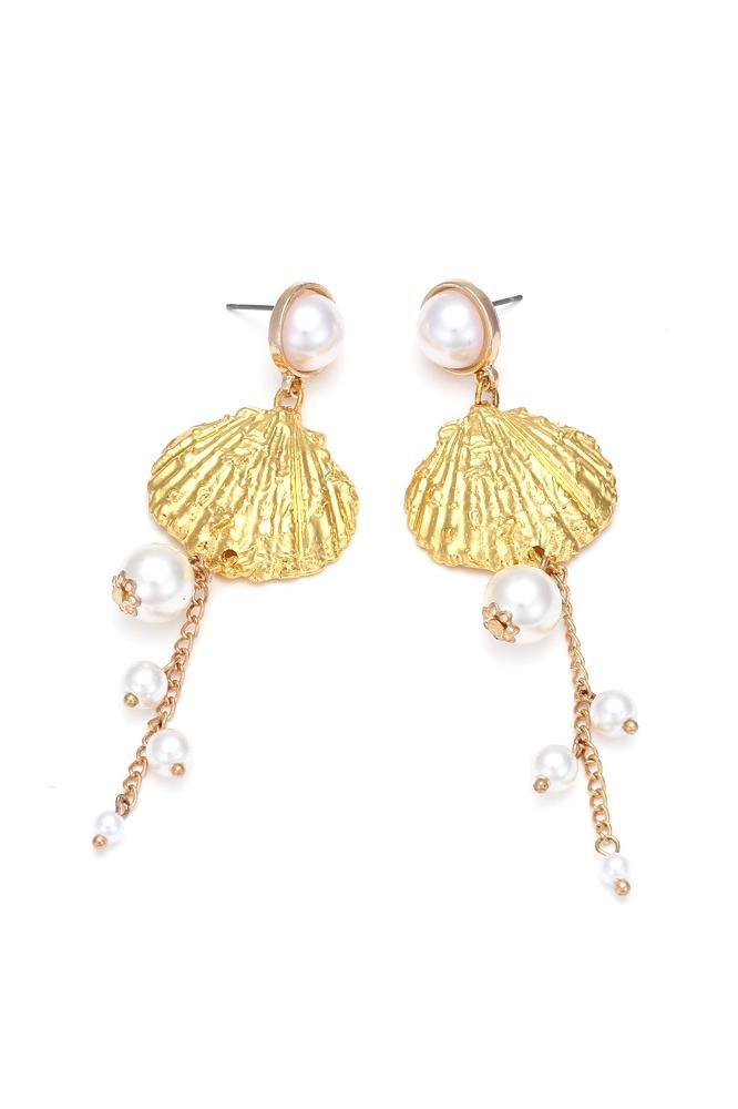 Deniz Kabuğu İnci Püskül Küpe