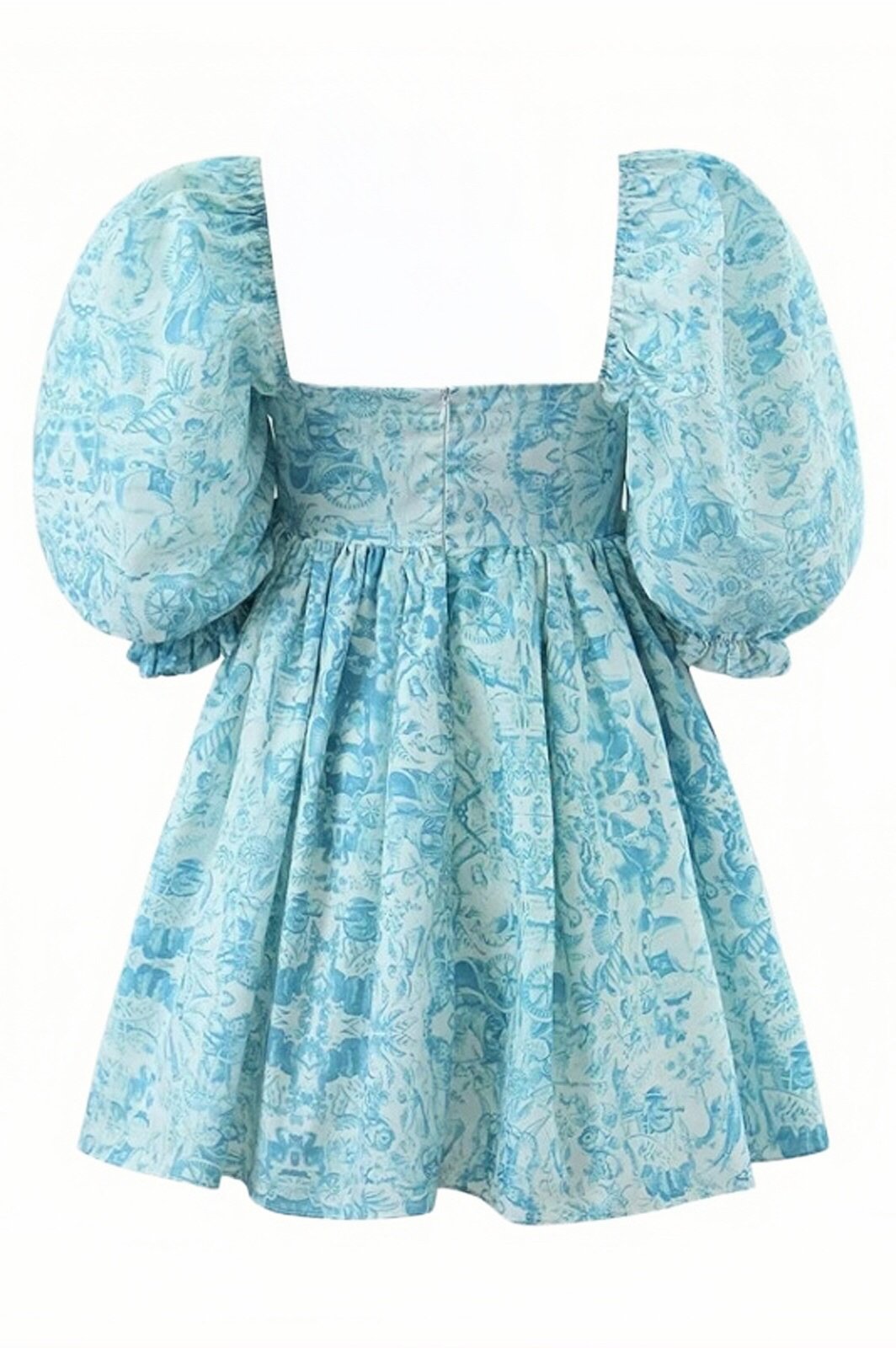 Val Baskılı Kabarık Kol Mini Bebek Elbisesi