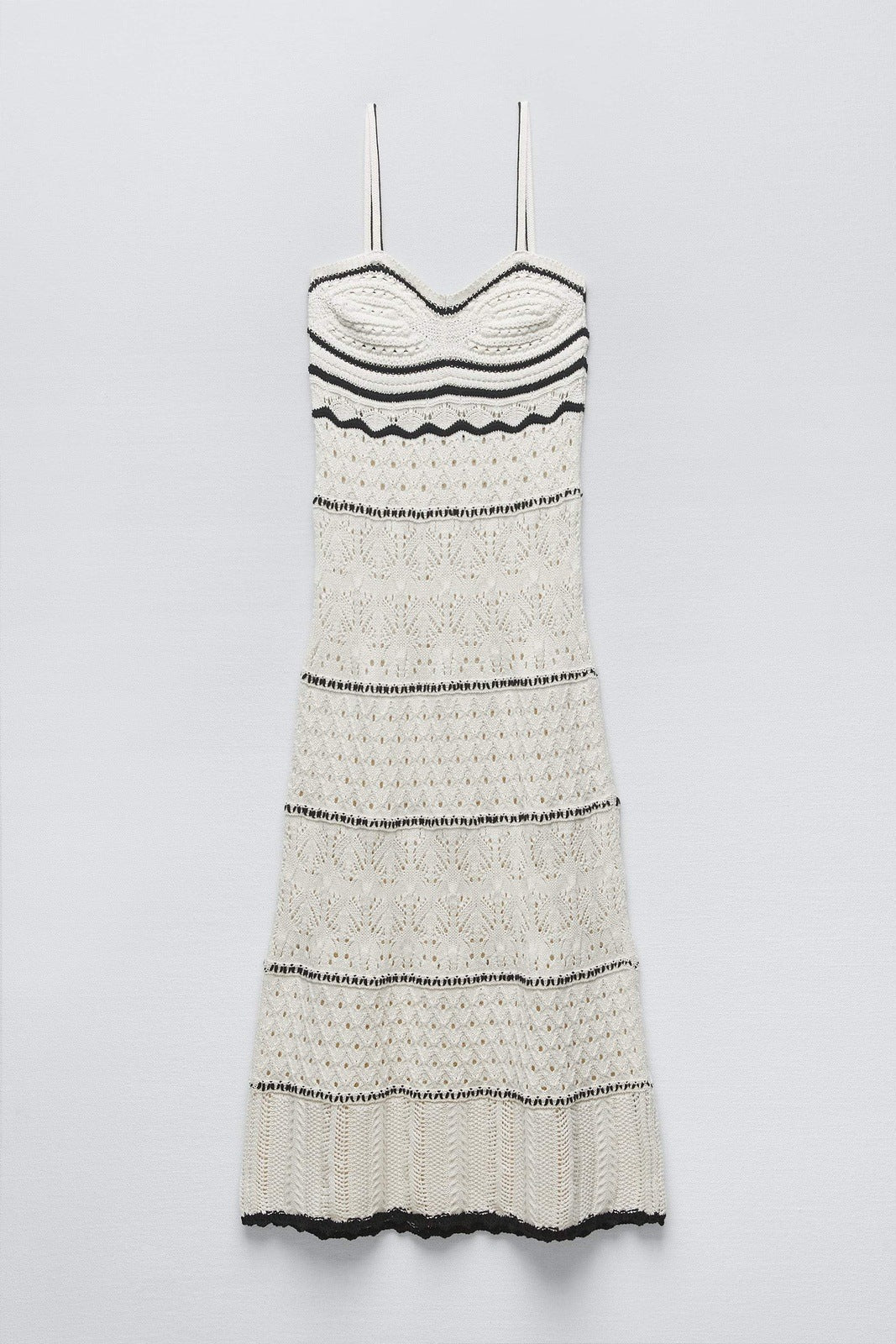 Nan Kontrast Tığ İşi Maxi Slip Elbise