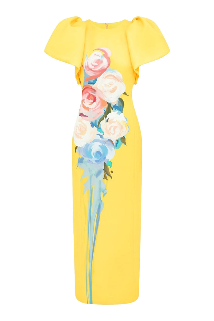 Lorraine Çiçek Baskılı Uzun Bölünmüş Elbise