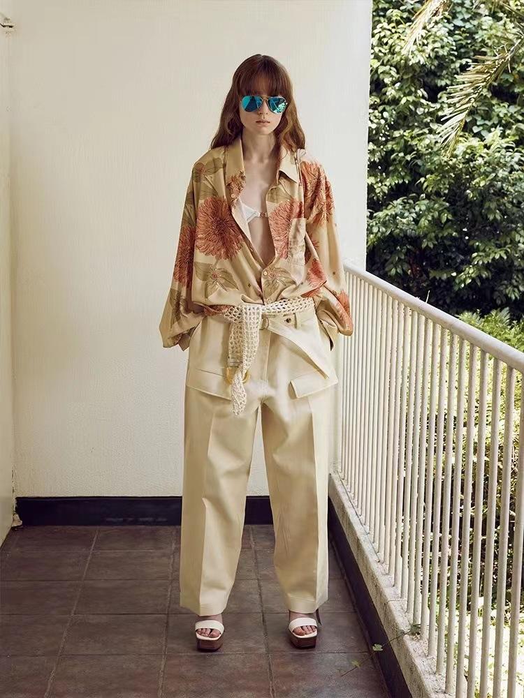 Rhoda Boyalı Çiçekli Bol Kesim Bluz