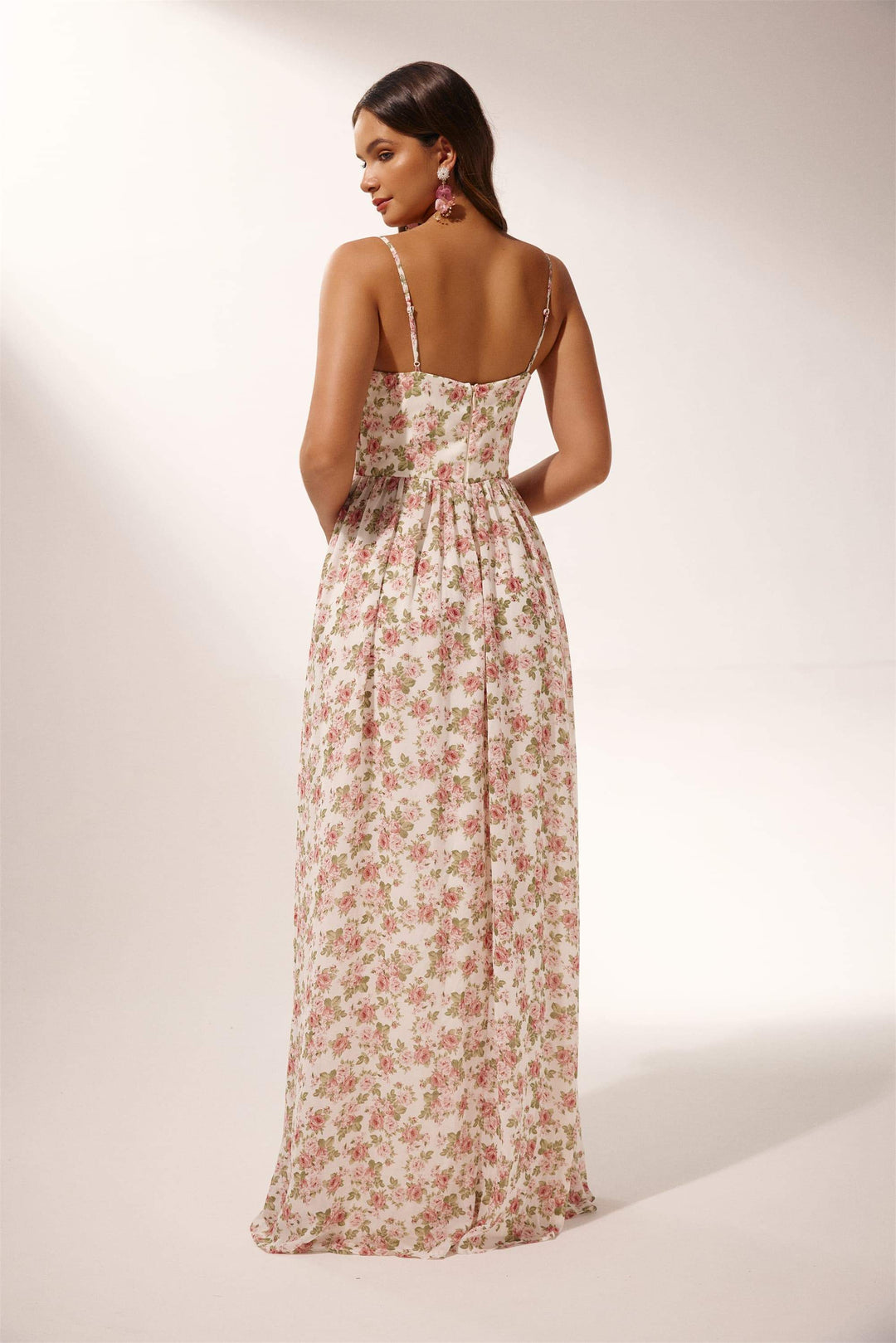 Lydia Rose Desenli Yarı Transparan Maxi Elbise