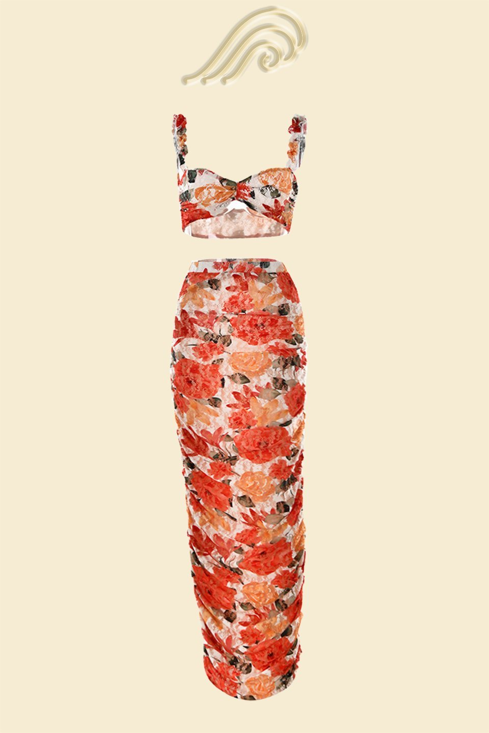 Judith Baskılı Fırfırlı Dantel Set