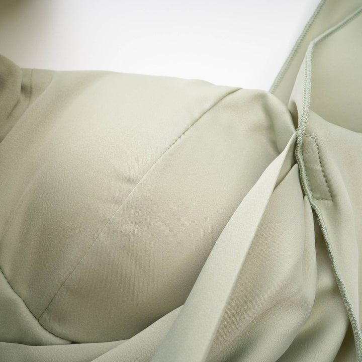 Karina Sütyen Dolgulu Saten Mini Elbise