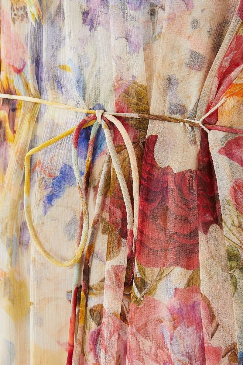 Katherine Çiçek Desenli Şifon Midi Elbise