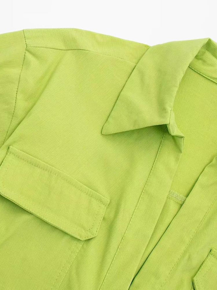 Kay Bükümlü Crop Keten Bluz