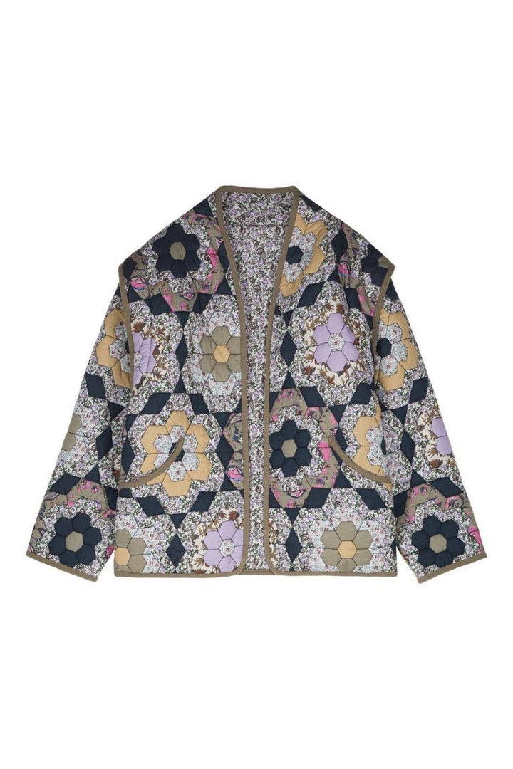 Kaylani Çiçek Baskılı Cabrio Kapitone Ceket