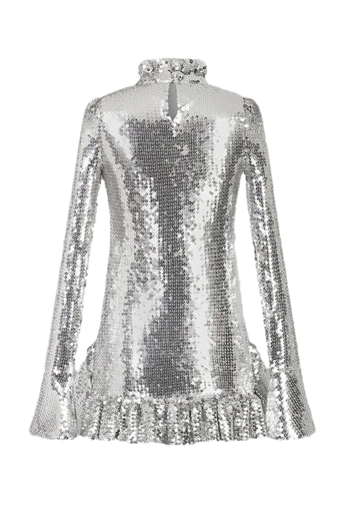 Kristin Fırfırlı Payetler Mini Elbise
