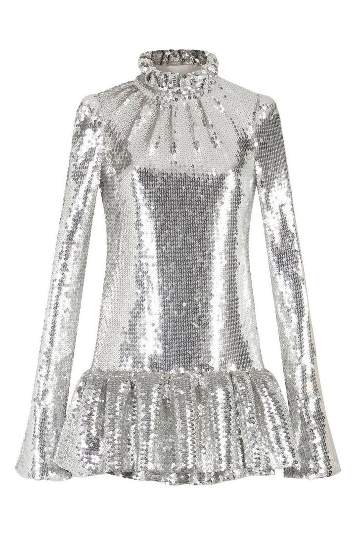 Kristin Fırfırlı Payetler Mini Elbise