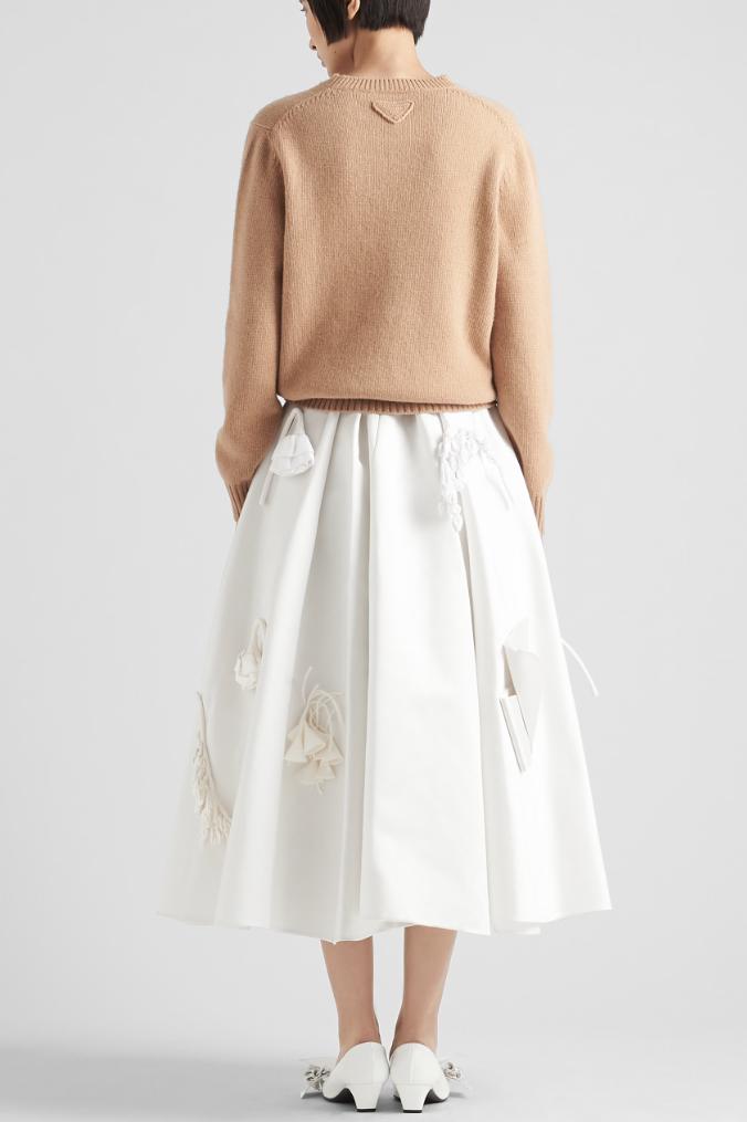 Lara Çiçek İşlemeli Midi Etek