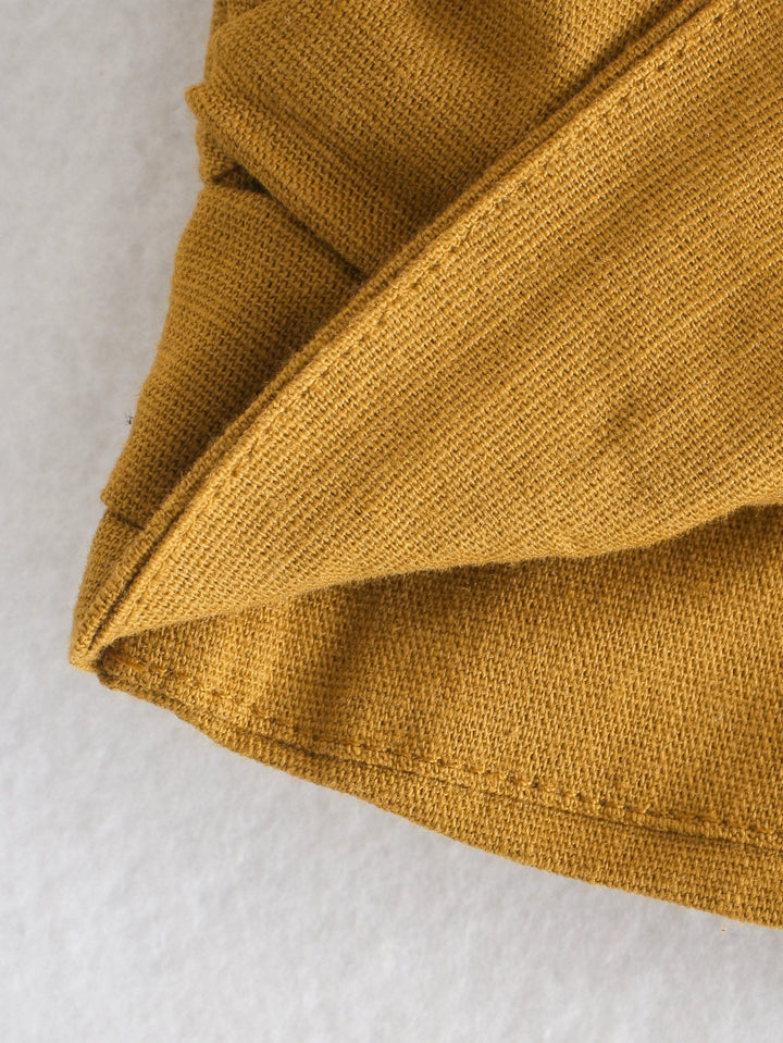 Laura Tek Omuzlu Crop Keten Üst