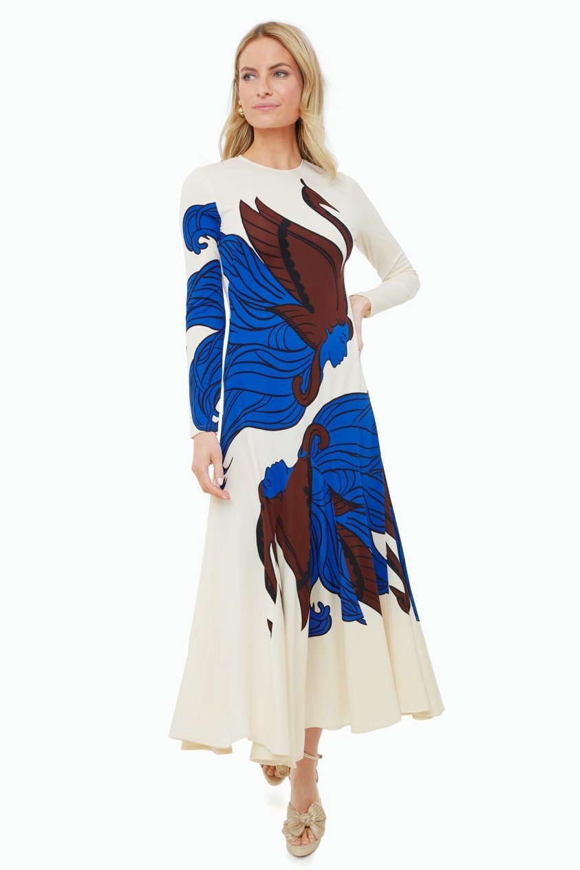 Defne Baskılı Flare Midi Elbise