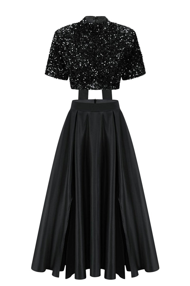 Leia Papyonlu Payet Yırtmaçlı Takım