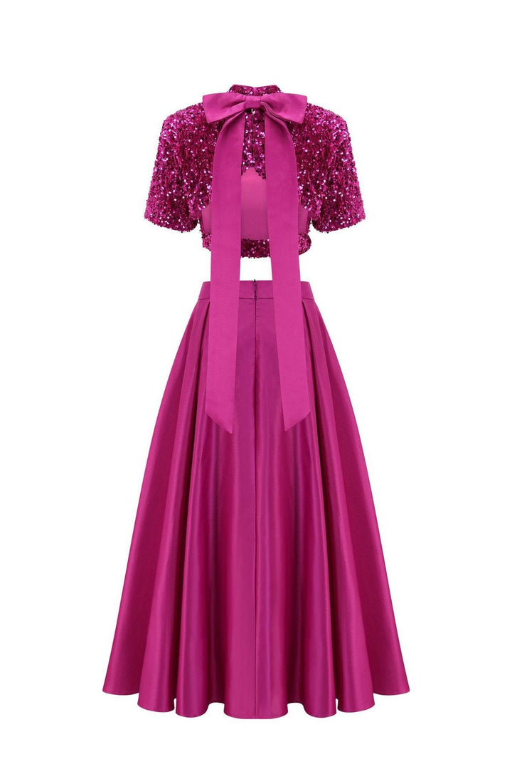 Leia Papyonlu Payet Yırtmaçlı Takım