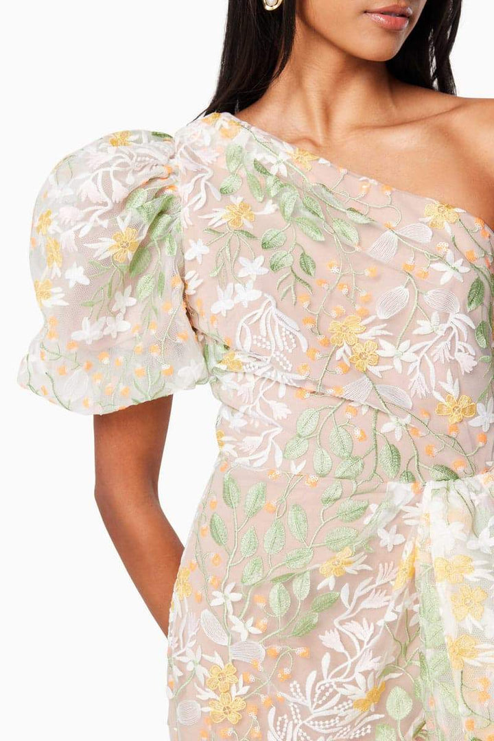 Leona Tek Omuz Puf Kol Mini Elbise