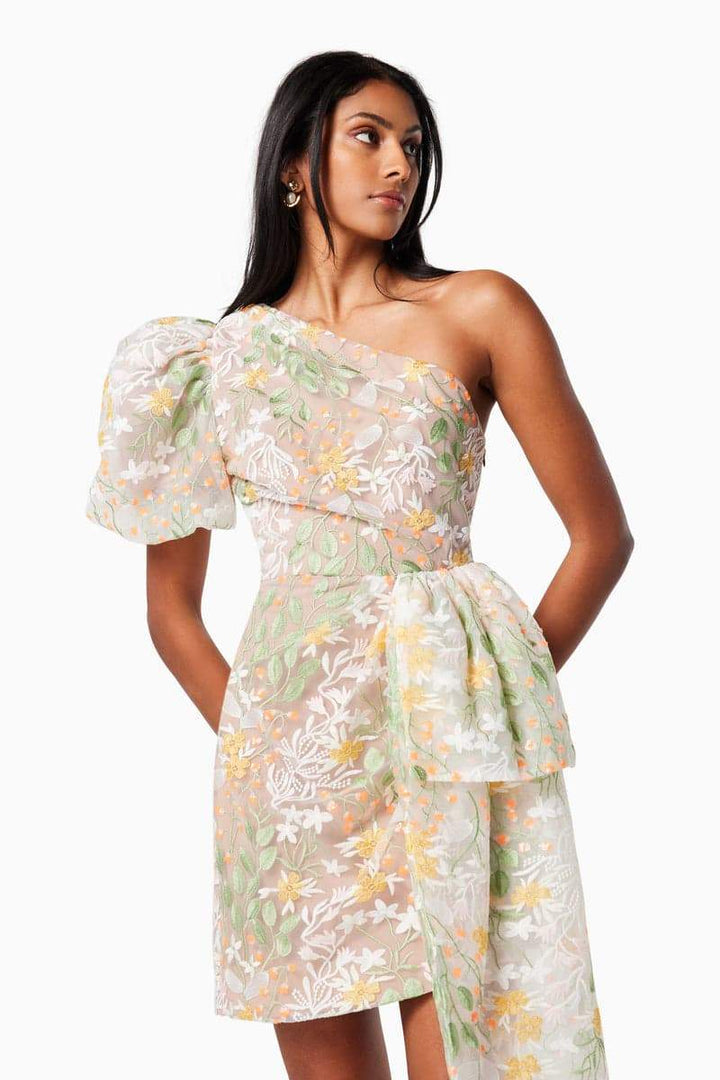 Leona Tek Omuz Puf Kol Mini Elbise