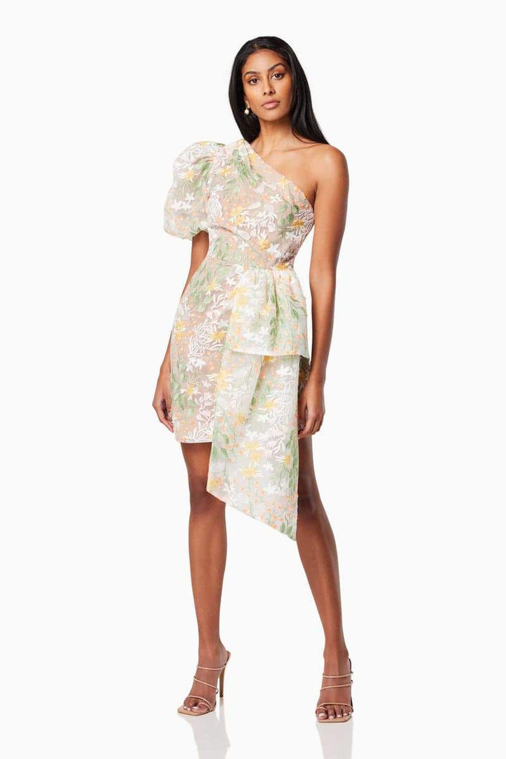 Leona Tek Omuz Puf Kol Mini Elbise