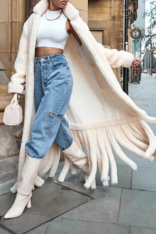 Letitia Kuşaklı Püsküllü Vegan Kürk Palto