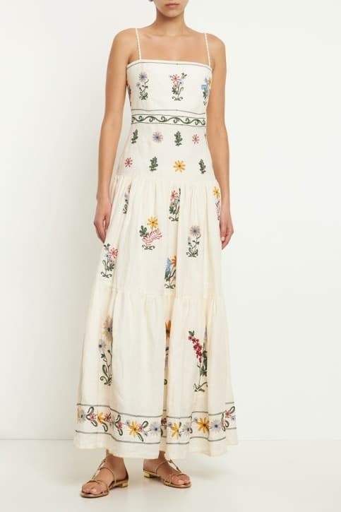 Lilah Çiçek İşlemeli Maxi Slip Elbise