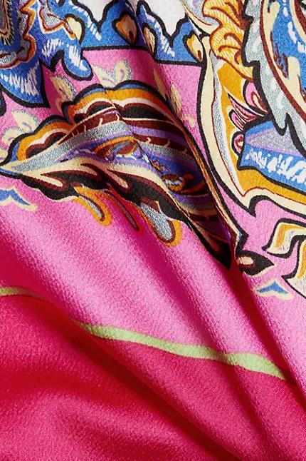 Lillian Baskılı V Yaka Katlı Mini Elbise