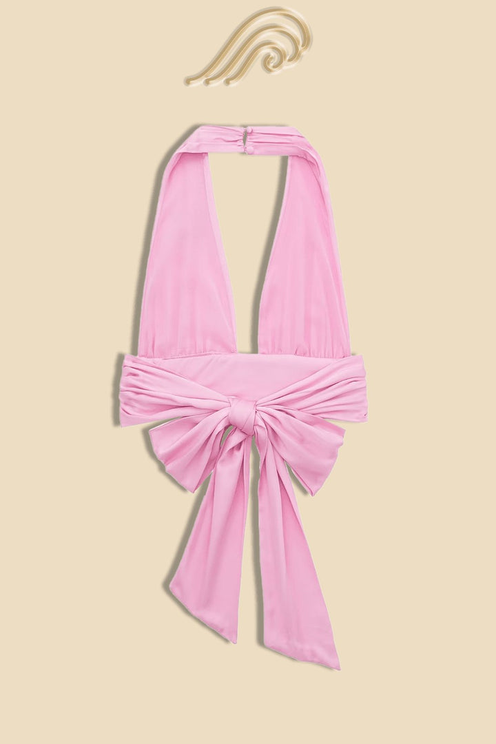 Liz Papyonlu Sırtı Açık Boyundan Bağlamalı Üst