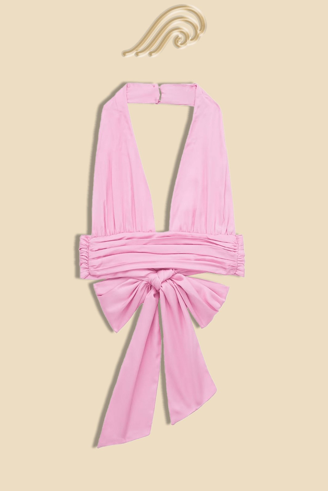 Liz Papyonlu Sırtı Açık Boyundan Bağlamalı Üst