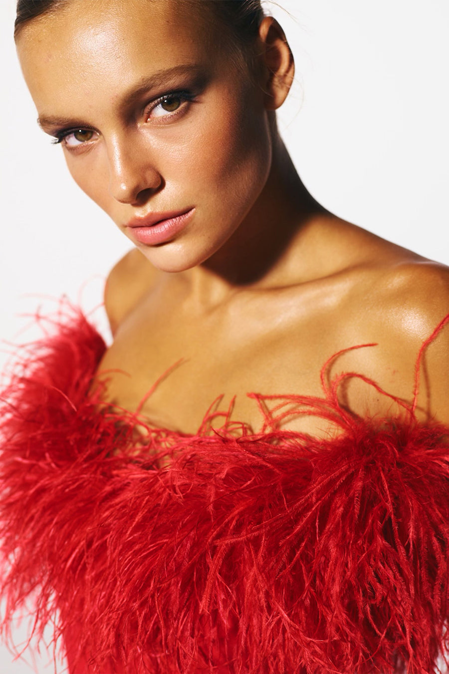 Veronica Tüy Detaylı Straplez Maxi Elbise