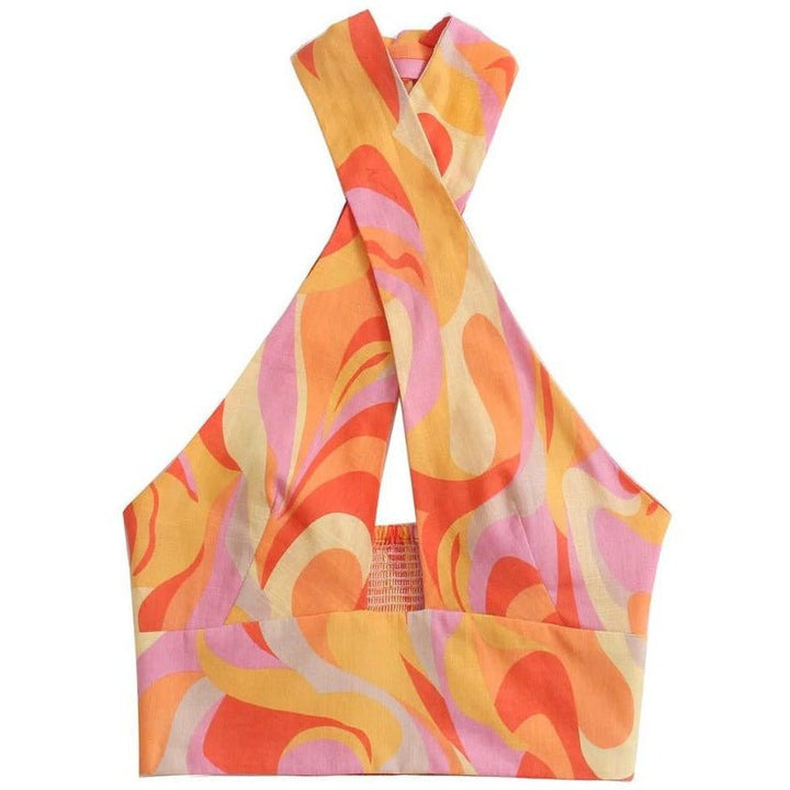 Lorna Baskılı Çapraz Boyundan Bağlı Bluz