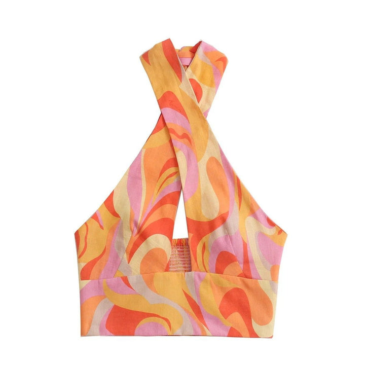 Lorna Baskılı Çapraz Boyundan Bağlı Bluz