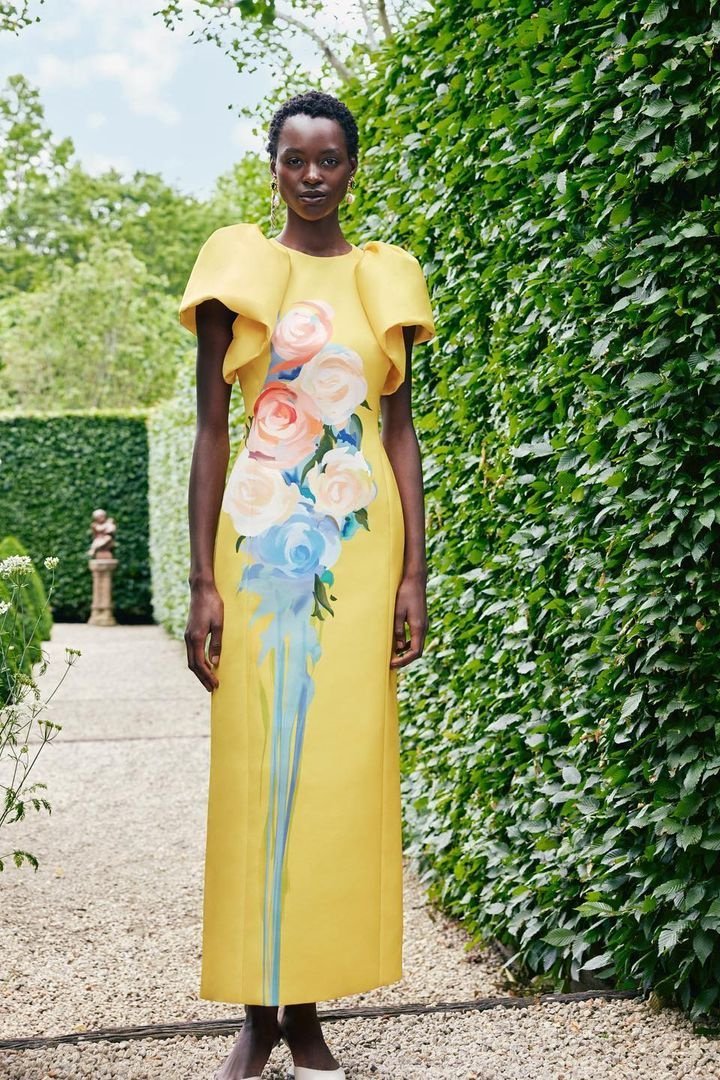 Lorraine Çiçek Baskılı Uzun Bölünmüş Elbise