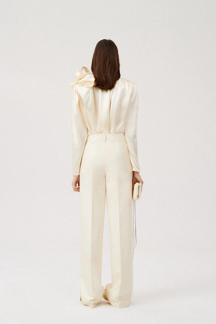 Lorraine Çiçek Saten Dökümlü Bluz