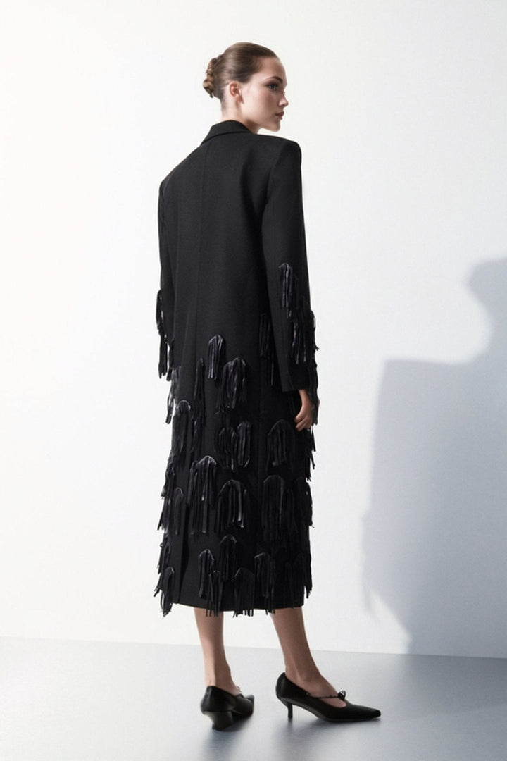 Louisa Deri Püsküllü Yün Mont