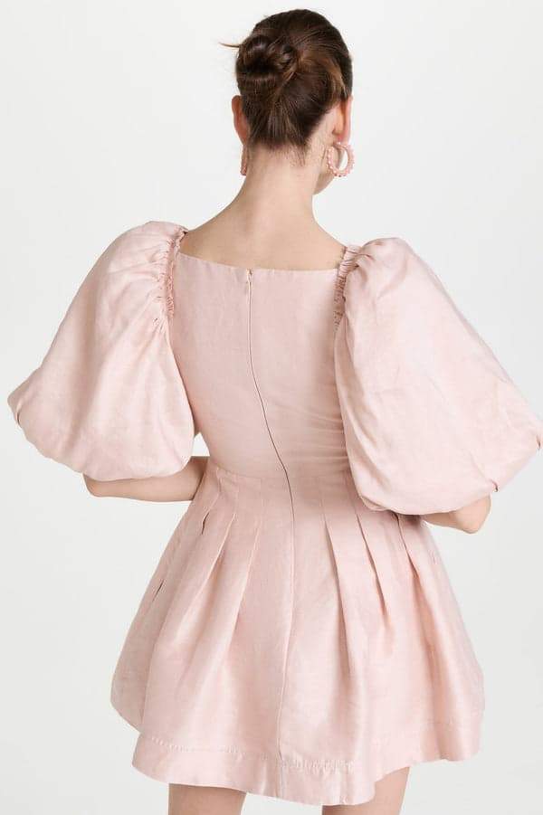 Lydia Puf Kol Düğümlü Mini Elbise