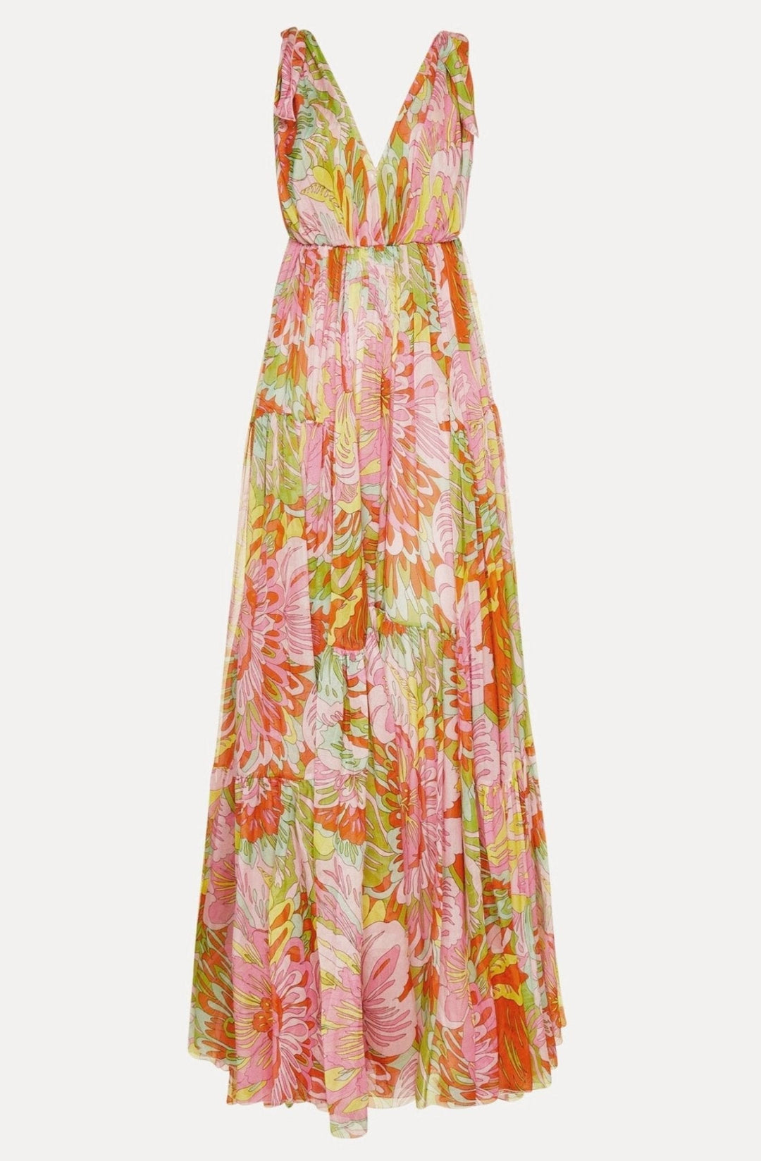 Lyuba Baskılı V Yaka Maxi Elbise