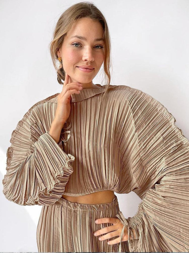 Mabel Plisse Batwing Kol Crop Top