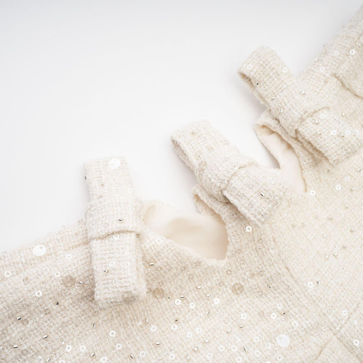 "Manon Charm" Açık Mavi Işıltılı Tweed Mini Elbise