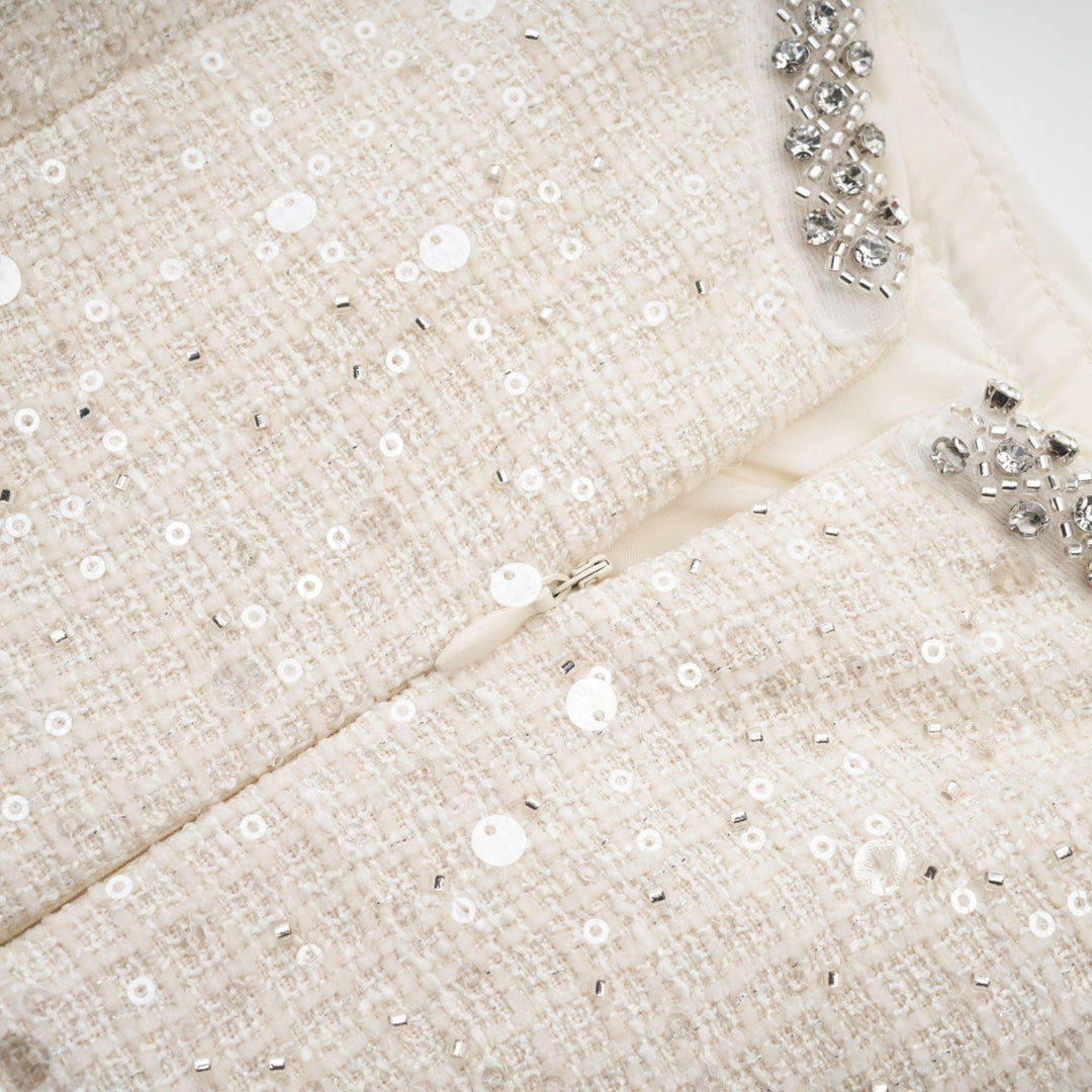 "Manon Charm" Açık Mavi Işıltılı Tweed Mini Elbise