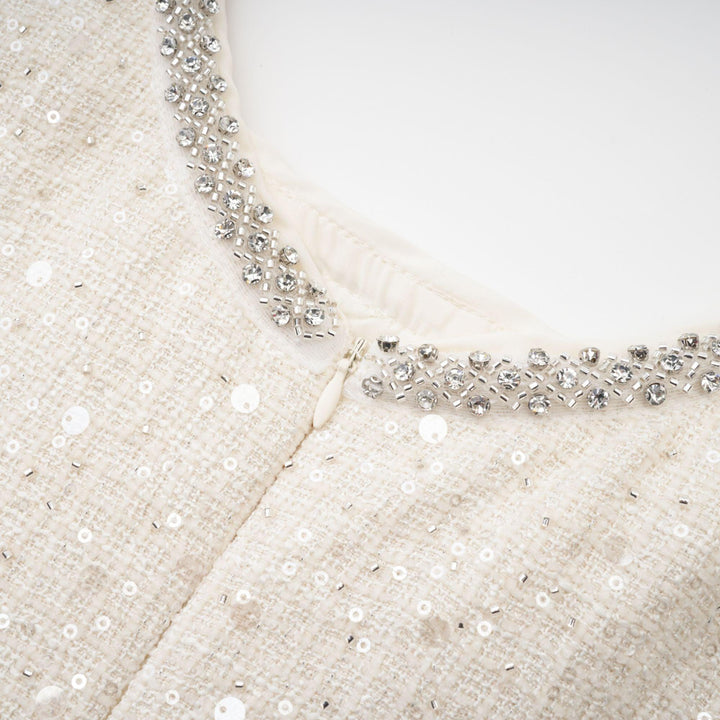 "Manon Charm" Açık Mavi Işıltılı Tweed Mini Elbise