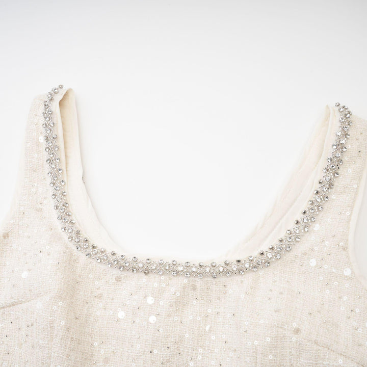 "Manon Charm" Açık Mavi Işıltılı Tweed Mini Elbise