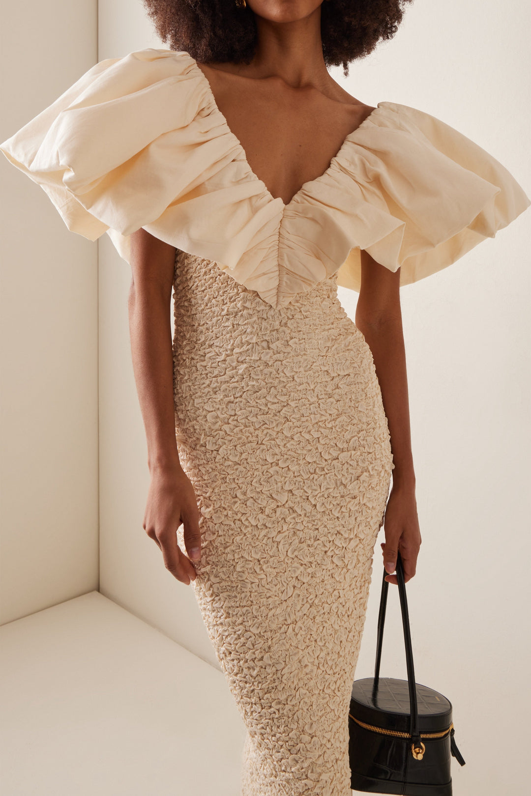 Darina Fırfır Dokulu Midi Elbise