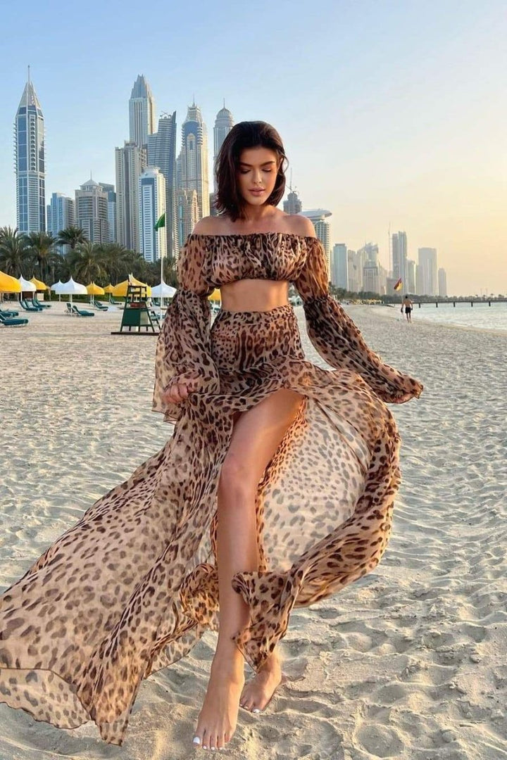 Marcia Leopar Desenli Etek Takım