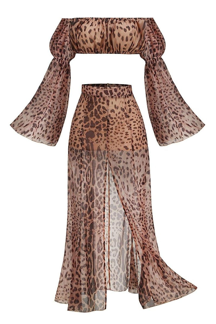 Marcia Leopar Desenli Etek Takım