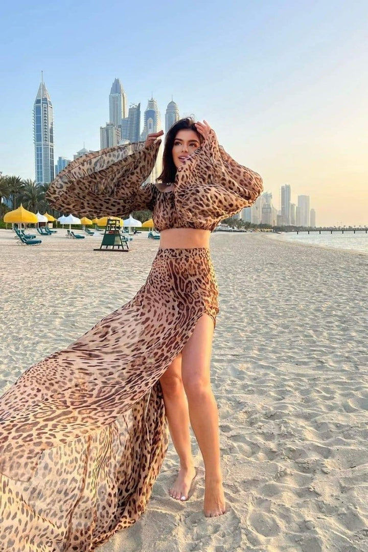 Marcia Leopar Desenli Etek Takım