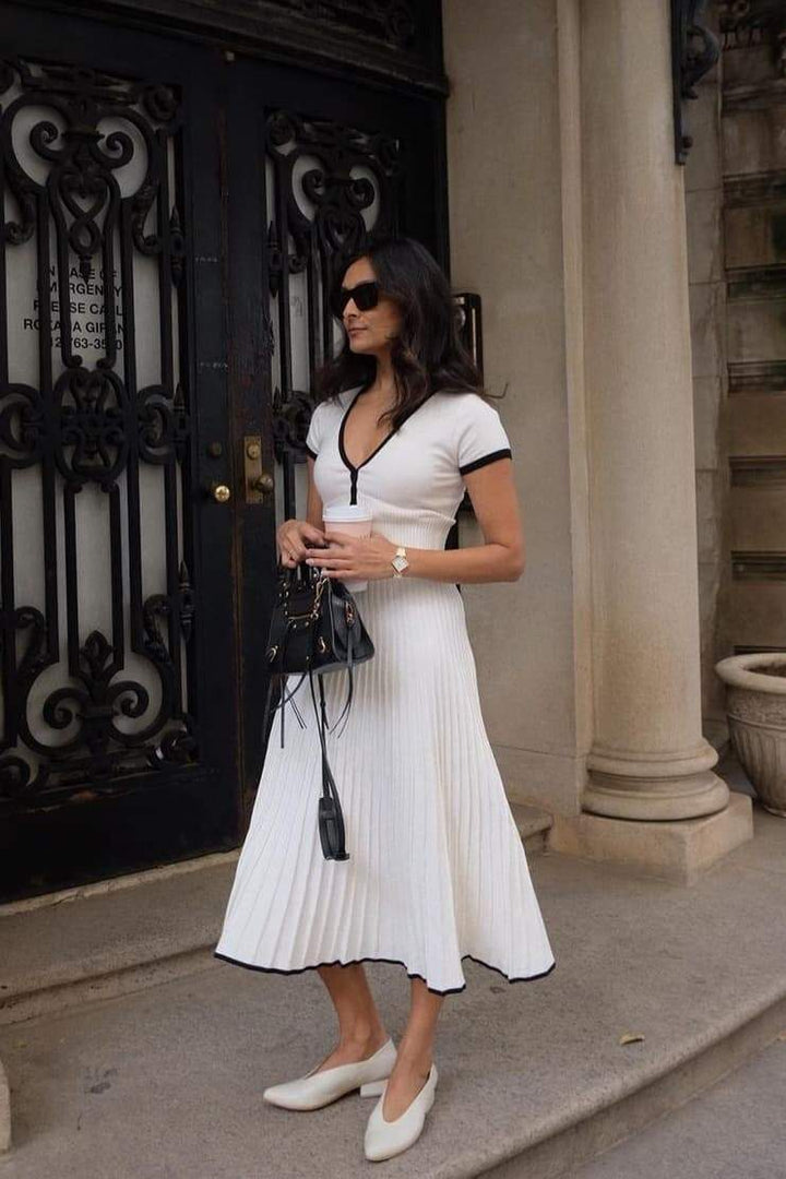 Marcia V Yaka Pileli Etek Takım