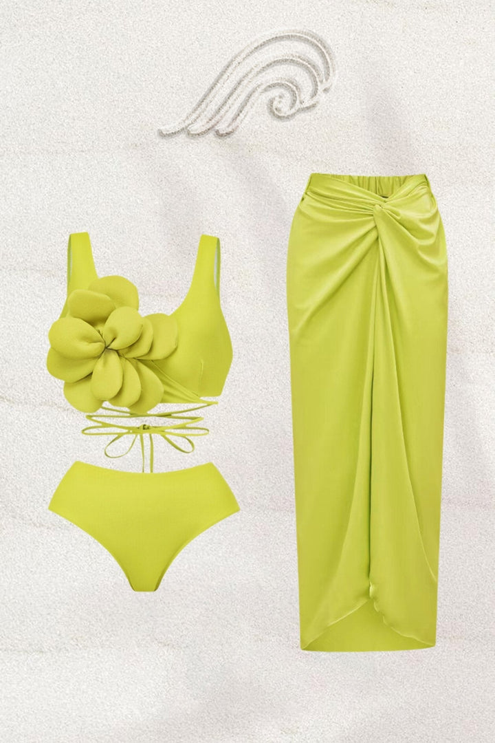 Marta Çiçek Bağcıklı Üç Parçalı Yüzme Seti