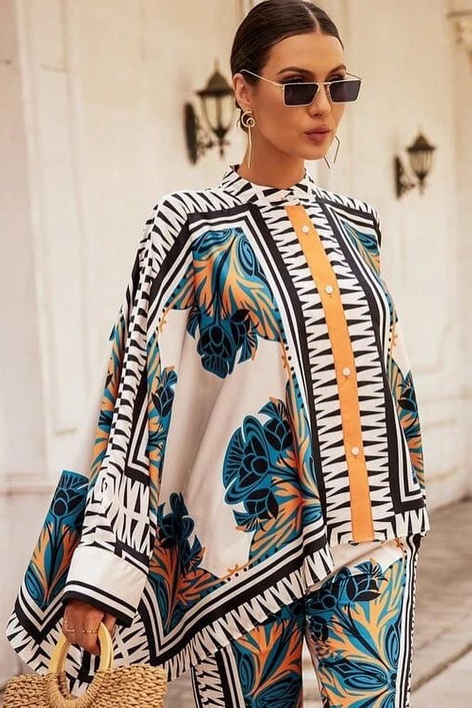 Maura Saten Çiçek Baskılı Takım